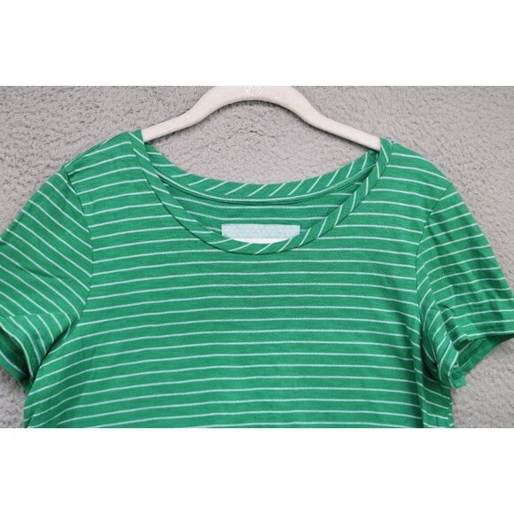 Anthropologie Green Striped Top-Ruffle Back-Size Medium - Picture 5 of 10